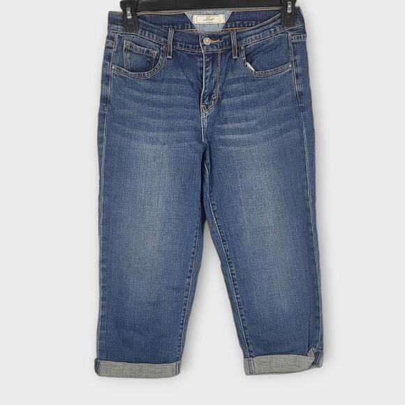 Levi's Capri Jeans Size 6 Blue Dark Wash Denim Retro Straight Leg Western Chore - Picture 2 of 10